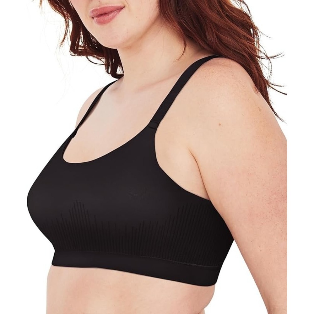 Large Bali DFMSBR Modern Seamless Wireless Pullover Comfort Bralette Black - Picture 2 of 5